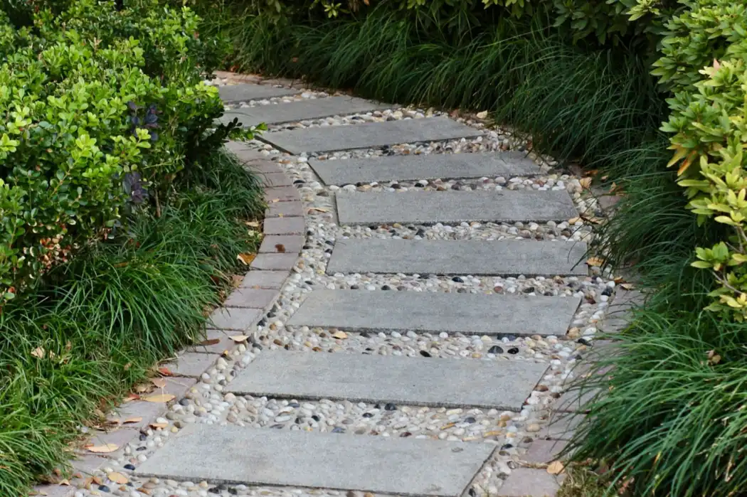 Curved stone garden path