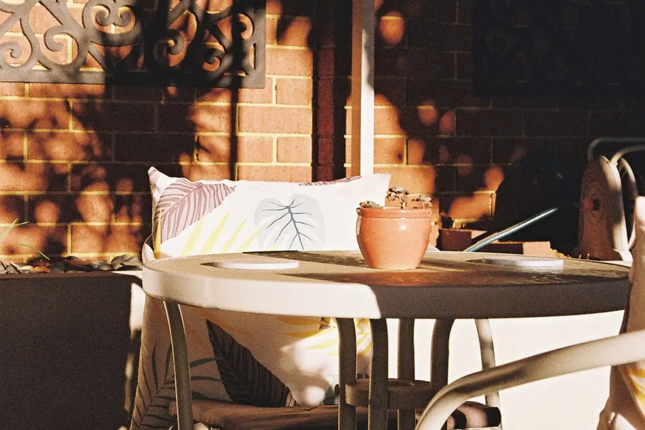 Sunlit patio table